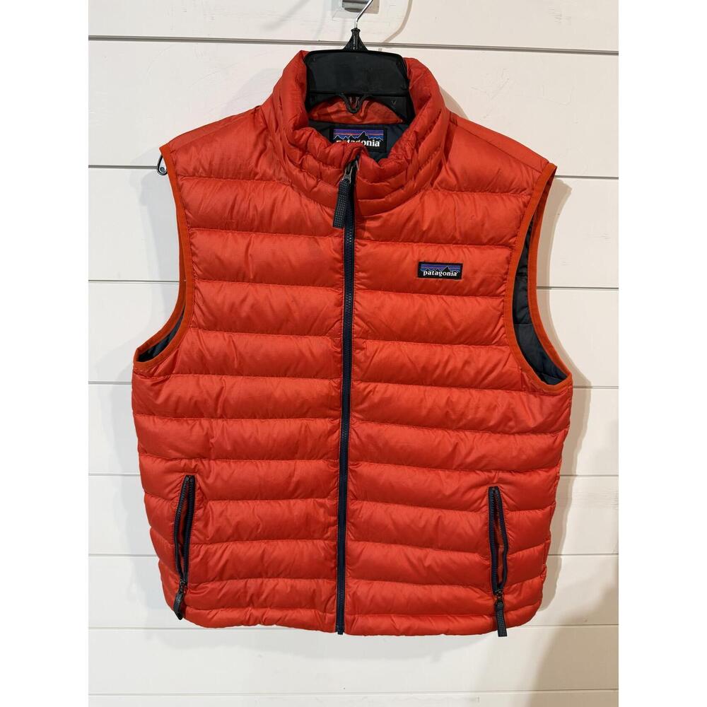 Patagonia Kid's Orange Down Puffer Vest XL (14)
